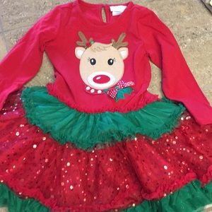 EUC Emily Rose Long Sleeved Reindeer Tutu Dress